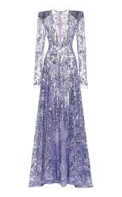 Deep V Neck Embroidered Gown By Naeem Khan Moda Operandi In 2020 Dresses Embroidered Gown Women Long Sleeve Jumpsuit