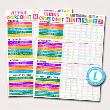 Kids Chore Chart Checklist Daily Weekly Routine Schedule Etsy In 2020 Chore Chart Kids Chore Chart Chores For Kids