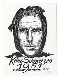 HERBERT OTT: Neujahrsgraphik P. F. 1951, "Keine Schmerzen"