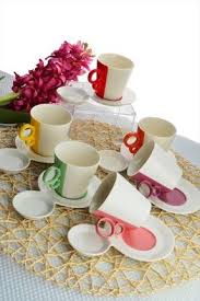 6 li renkli porselen ikramlikli fincan seti m12 7671 fi ncan yemek takimlari kupalar