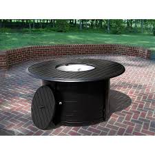Hiland Round Cast Aluminum Slatted Fire Pit Black Walmart Com Walmart Com