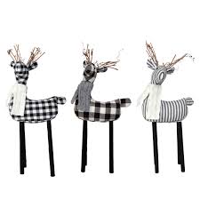 An indoor windowsill planter seems almost elementary to set up, right? Holiday Time Christmas Black And White Plaid Fabric Reindeer Tabletop Christmas Decorations Set Of 3 Walmart Com Walmart Com