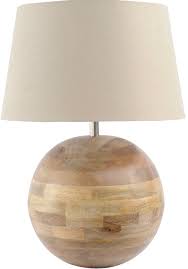 Salina Large Spherical Mango Wood Table Lamp With Beige Shade Table Lamp Wood Table Lamp Wooden Floor Lamps