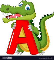 Cartoon Alligator With Alphabet A Vector Image On Alphabet Illustration Cartoon Happy Cartoon