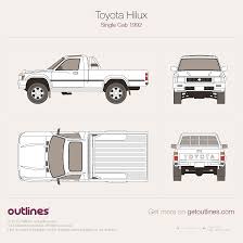 You couldn't buy a better truck for the money. 1988 Toyota Hilux N80 Regular Cab Pickup Truck Drawings Download Vector Blueprints Outlines