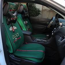 401 52 Icesilk Leather Fashion Gucci Bee Car Seat Covers Universal Pads Seat Cushions 9pcs Green Car Seats Cute Car Accessories Carseat Cover