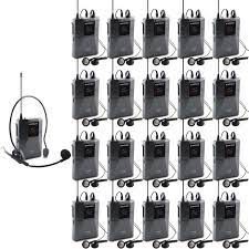 Buy Exmax Uhf 938 Uhf Acoustic Transmission Wireless Headset Microphone Audio Tour Guide System 433mhz For Church Translation Teaching Travel Simultaneous Interpretation 1 Transmitter And 20 Receivers Online In Turkey B00z5tnqne