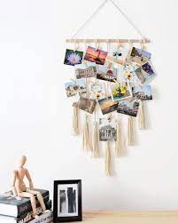 A Macrame Hanging Display For Turning Old Photos And Post Cards Into A Cool Piece Of Home Decor Instead Of S Handmade Wall Decor Photo Displays Hanging Photos
