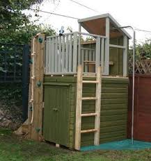 Corner Shed With Play Fort On Top Google Search Shed Playhouse Play Houses Backyard