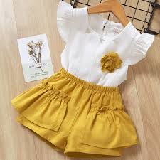 Girls Summer New Style Short Sleeve T Shirt Pant Dress Kids Outfits Girl Suits Casual Girls Clothing