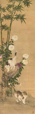 Cats By Bamboo And Chrysanthemums Cat Art Chrysanthemum Flower Painting