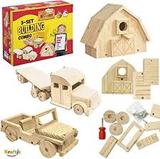 Amazon Com Kraftic Woodworking Building Kit For Kids And Adults With 3 Educational Diy Car Wood Projects For Kids Woodworking Kit For Kids Wood Building Kits