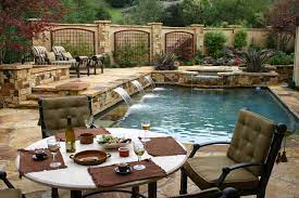 Another great way to incorporate shady spots in your swimming pool design is through landscaping. Pool And Landscape Development Custom Swimming Pools Landscaping Backyard Patios