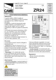 View and download came za3 manual online. Came Zr24 Owner S Manual Manualzz