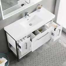 Available in white, gray, and in sizes 30 inches. Riga 48 Inch Vanity Single Sink Blossom Kitchen Bath Supply Corporation