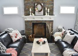 This transitional living room is given personality through subtle but important details such as the fireplace tile, the. A Black Blush Pink Living Room Diy Pom Pom Heart Pillow The Diy Mommy