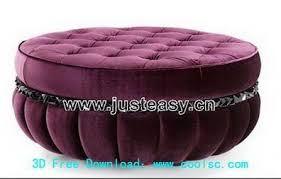 Red Sofa Stool 3d Model Including Materials Velvet Ottoman Purple Furniture Ottoman