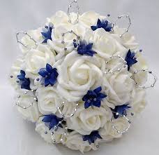 Posies Artificial Wedding Flowers Brides Posy Bouquet And 2 Bridesmaids Posies Iv Blue Wedding Flowers Bouquet Flower Bouquet Wedding Blue Wedding Bouquet