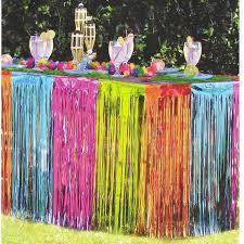 Rainbow Foil Table Skirt Pool Party Summer Bash Tropical Etsy In 2020 Rainbow Foils Pool Party Gender Reveal Party Decorations