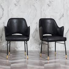 Upholstered Dining Chair Black Faux Leather Dining Chair High Back Dining Chairs With Arm Metal Leg Set Of 2 Faux Leather Dining Chairs High Back Dining Chairs Leather Dining Room Chairs