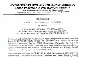 Bapak pebrialin, se, m.si selaku kepala dinas pariwisata dan kebudayaan kota batam serta seluruh pegawai dinas pariwisata dan kebudayaan kota batam 2. Kementerian Pariwisata Tunda Pengadaan Cpns 2019 Ini Alasannya Halaman All Kompas Com