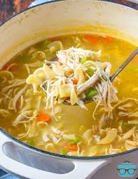 A beautiful clear broth with terrific savory flavour, use any noodles, pasta and and everybody knowns chicken soup is the best soup for a cold! One Pot Chicken Noodle Soup Video The Country Cook