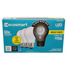 20w led bulb by haus bright. Ecosmart 60 Watt Equivalent A19 Dimmable Energy Star Frosted Filament Led Light Bulb Bright White 4 Pack Walmart Com Walmart Com