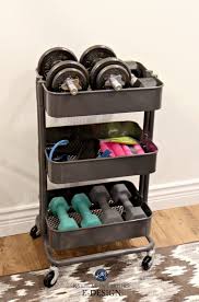 Mini Home Gym Storage Ideas For Weights Ikea Hack Raskog Unit Kylie M E Design Workout Room Home Home Gym Decor Gym Room At Home