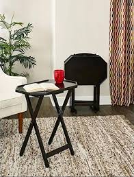 Featuring custom bamboo wood, this tray table is a décor booster for kitchen, bedroom, office, recovery room among other areas. Snack Table Set Of 4 Tv Trays With Stand Folding Wood Furniture Portable With Carrying Handles Includes Bonus Home Decorating On A Budget Ebook Espresso Buy Online In United Arab Emirates At