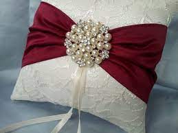 Ivory Red Ring Bearer Pillow Wedding Ring Bearer Pillow Lace Ring Pillow Lace Red Ring Bearer Pillow