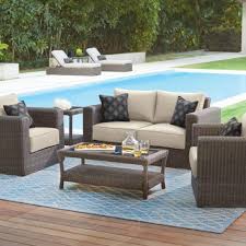 Home Decorators Collection Naples Brown 4pc Patio Deep Seating Set In 2020 Deep Seating Outdoor Wicker Furniture Patio Furniture Sets