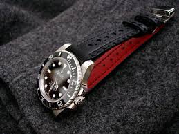 Black And Red Watch Straps Black Brogue Red Lambskin Lining For Rolex