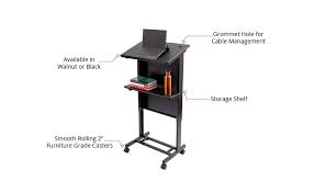Below is the buyers guide compiled by the presentation experts at podium and lectern store.each of the major search criteria are outlined and explained. Amazon Com Stand Up Desk Store Mobile Adjustable Height Rolling Lectern Podium With Heavy Duty Steel Frame Black Frame Black Shelves 25 5 Wide Office Products