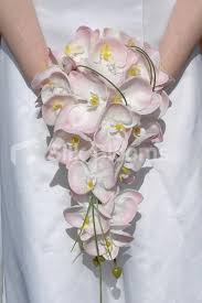 Pale Pink Real Touch Cymbidium Orchid Cascading Bridal Bouquet Artificial Bridal Bouquets Pink Orchid Wedding Orchid Bridal Bouquets