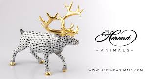 This Herend Reindeer Figurine Is A Vh Painted 18k Gold Piece Of The Manufactory Of Herend Vh Means Vieux Herend The Fishnet Decor Best Choice For Hun Porzellan