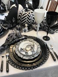 Black And White Halloween Table Decor Halloween Table Black Cat Black And White Decorating White Pumpkin Halloween Table Halloween Table Settings Halloween Tablescape