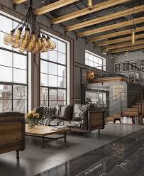 Industrial style interior design, featuring concrete decor, an open plan living room, cool hallway design, geometric feature walls. Best Tips On Industrial Living Rooms Insplosion Industrial Style Living Room Industrial Home Design Industrial Livingroom