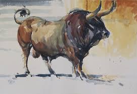 Bull Study 38 X 56 Cm Bull Art Animal Art Art