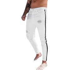 Moda Masculina Casual Jeans Com Furo Reto Calca Jeans Desgastada Calca Comprida Em Promocao Ofertas Na Americanas