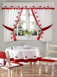 Cocina moderna con península blanco brillo santos cjr. Red White Cherry Embroidered Kitchen Curtain Cortinas Navidenas Cortinas Cortinas Para Cocina