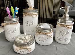Ships free orders over $39. Mason Jar 5 Piece Bathroom Set Mason Jars Mason Jar Bathroom Mason Jar Diy