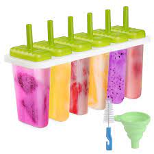 Ice cream mold silicone freezer popsicle maker pop lolly tray ice cube 4 cells. Amazon Com Kootek Upgrade Popsicle Molds Sets 6 Ice Pop Makers Reusable Ice Lolly Cream Mold Home Made Popsicles Mould Tray With Stick Silicone Funnel Cleaning Brush Green Kitchen Dining