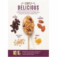 Crunchy honey oats cereal w/ almonds. Quaker Simply Granola Oats Honey Raisins And Almonds Breakfast Cereal 28 Oz Pick N Save