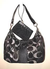 Black And Grey Coach Purse Coach Signature Metallic Hobo Bag Black Silver Grey F20428 Black Wristlet Coach Hobo Black Wristlet Hobo Bag Hobo