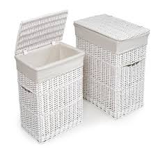 Badger Basket Wicker Two Hamper Set With Liners White Walmart Com White Wicker Laundry Basket Wicker Hamper Laundry Hamper