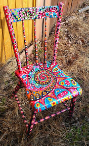 Fractal Style Abstract Child S Painted Recycled Chair Funky Painted Furniture Whimsical Furniture Painted Furniture