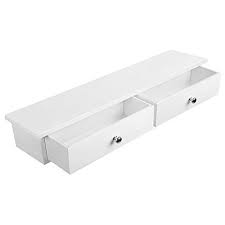 Songmics Wandregal Mit 2 Schubladen Wandschublade Schweberegal Aus Mdf Platte Wandschrank Weiss Lws65wt Regalwand Wandschublade Flur Speicher