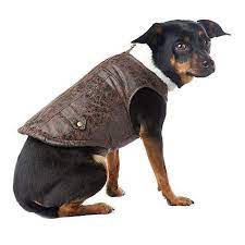 Wag A Tude Brown Faux Leather Bomber Jacket Medium Faux Leather Bomber Dog Jacket Faux Leather Bomber Jacket