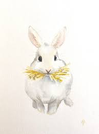White Bunny Rabbit 9x12 Original Watercolor Painting Pet Etsy Bunny Watercolor Rabbit Painting Original Watercolor Art