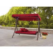For example, the material the canopy is made of is very important, as is its uv protection. Mainstays Callimont Park 3 Seat Canopy Porch Swing Bed Red Walmart Com Walmart Com